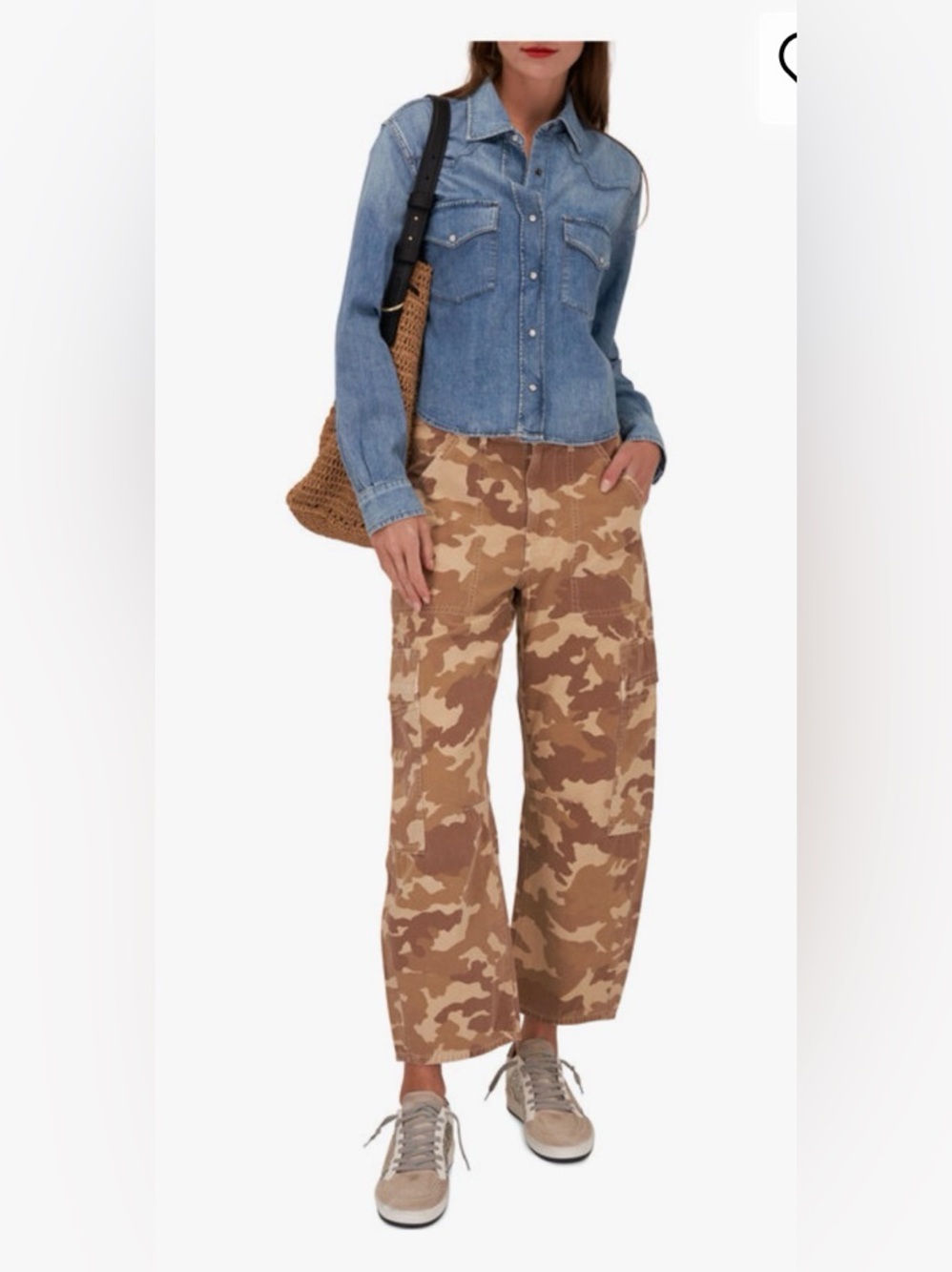 Citizens of Humanity Marcelle Sand Camo Print Barrel Cargo Pant